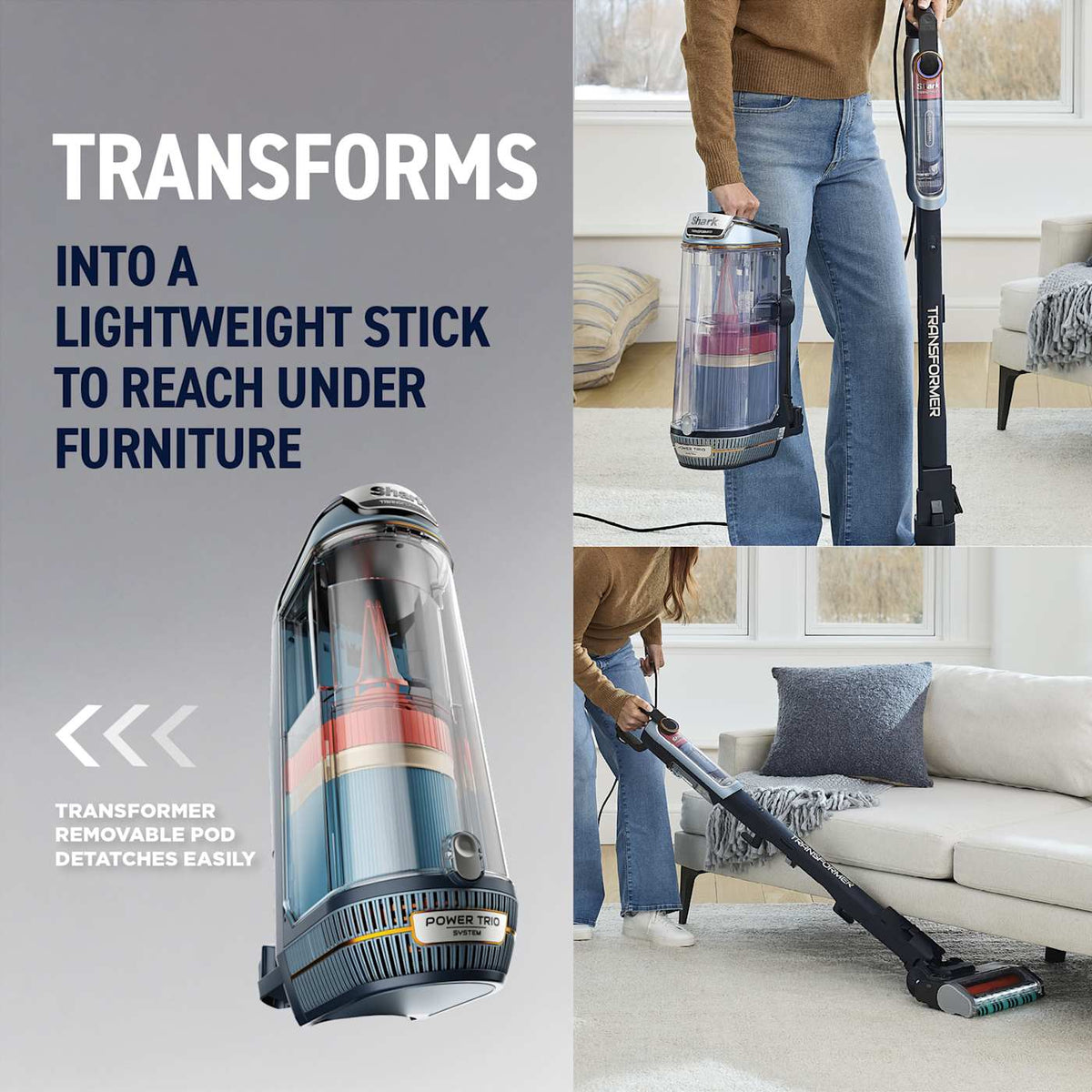 Shark® PowerDetect® Transformer™ PowerTrio System Upright Vacuum with Detect and Reveal